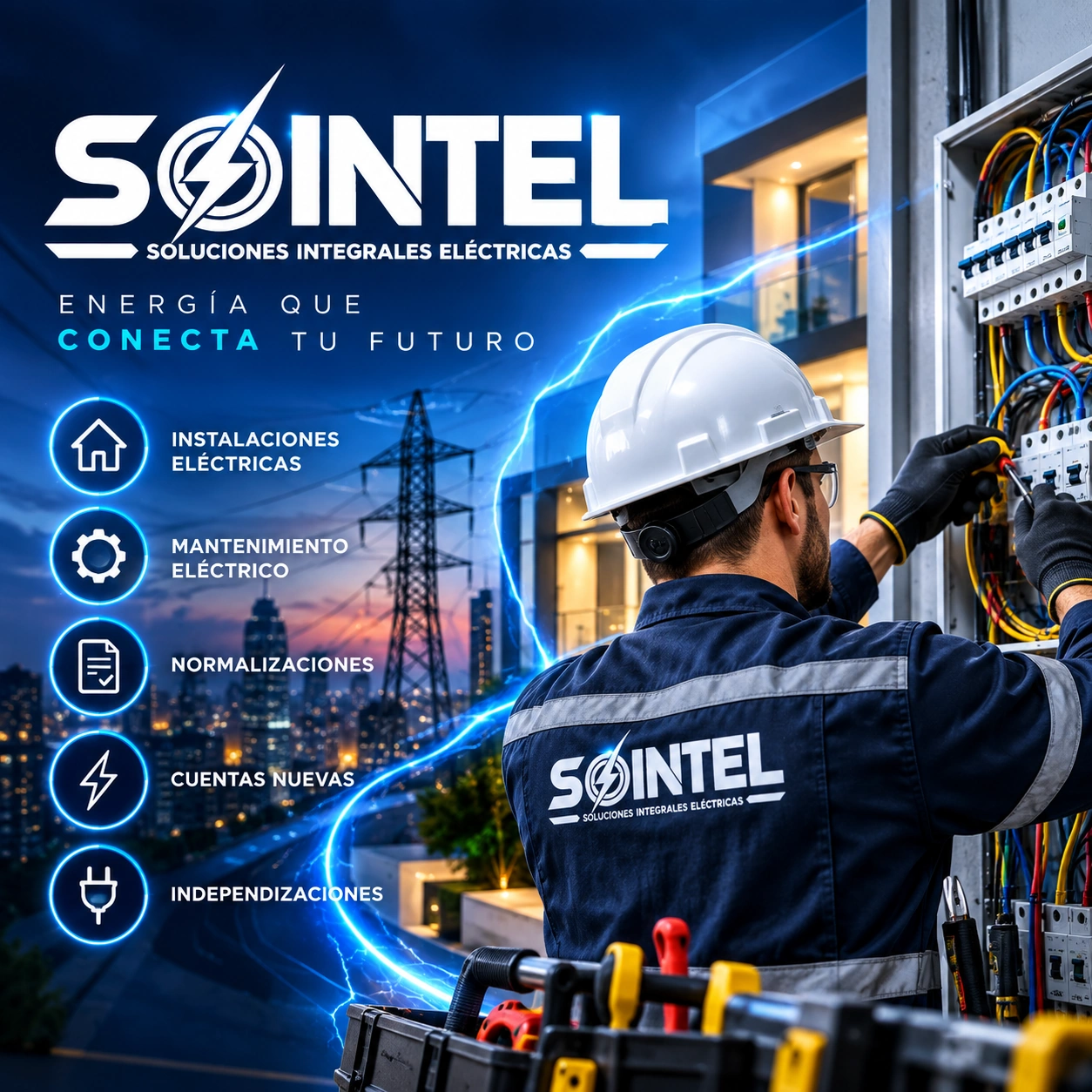 Profesional realizando trabajos eléctricos SOINTEL
